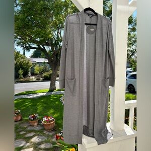 Mittoshop Long Charcoal Grey Open Cardigan